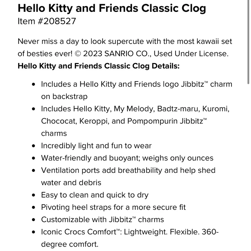 Size W11/M9 Hello kitty crocs - Picture 5 of 6